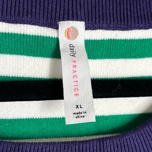 Daily Practice by Anthropologie Green & White Long Sleeve Striped Sweater, XL - Picture 8 of 12